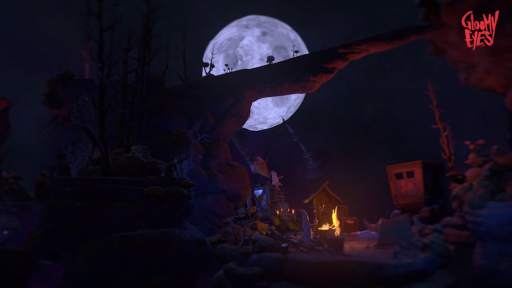 Un feu de camp, la pleine lune brille