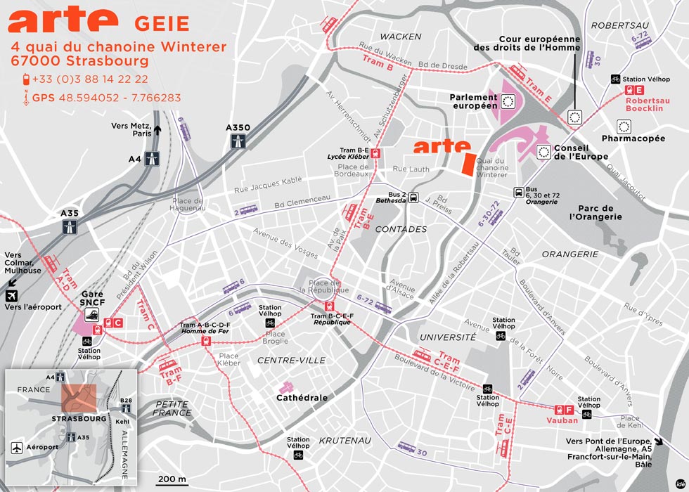 Plan d'accès au siège d'ARTE GEIE