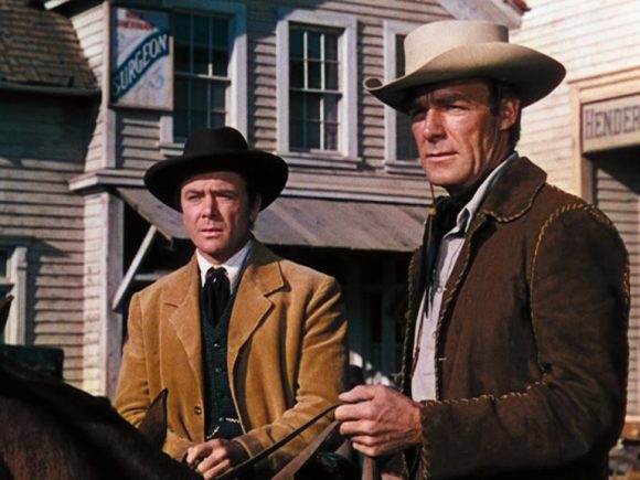 Dean Jagger et Randolph Scott dans Les Pionniers de la Western Union de Fritz Lang