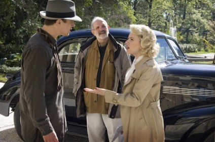 Josh Hartnett, Scarlett Johanssen et Brian De Palma sur le tournage du Dahlia noir