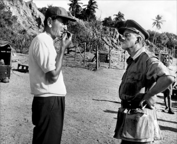 David Lean et Alec Guinness sur le tournage du Pont de la rivière Kwai